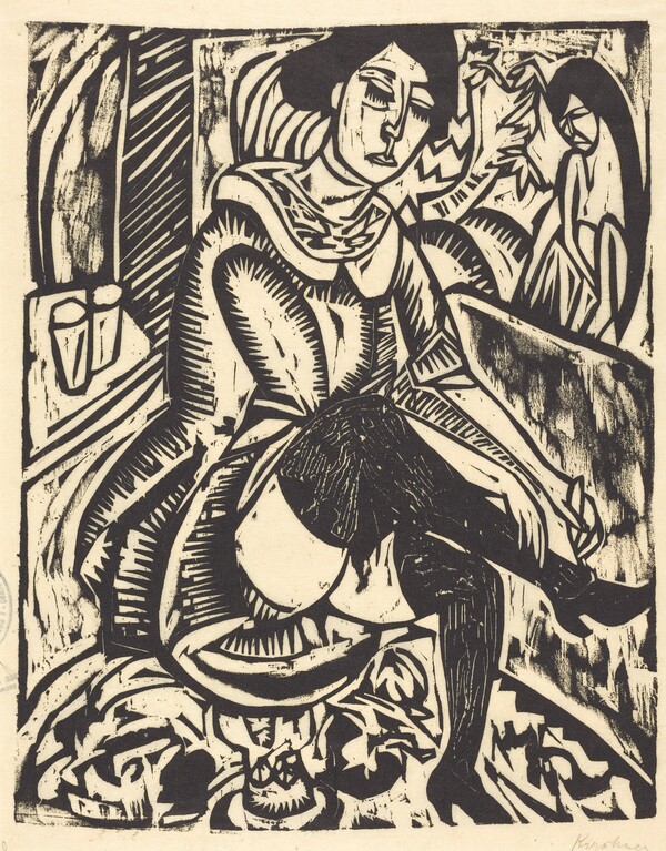 Woman Tying Her Shoe (Frau, Schuh Zuknopfend)