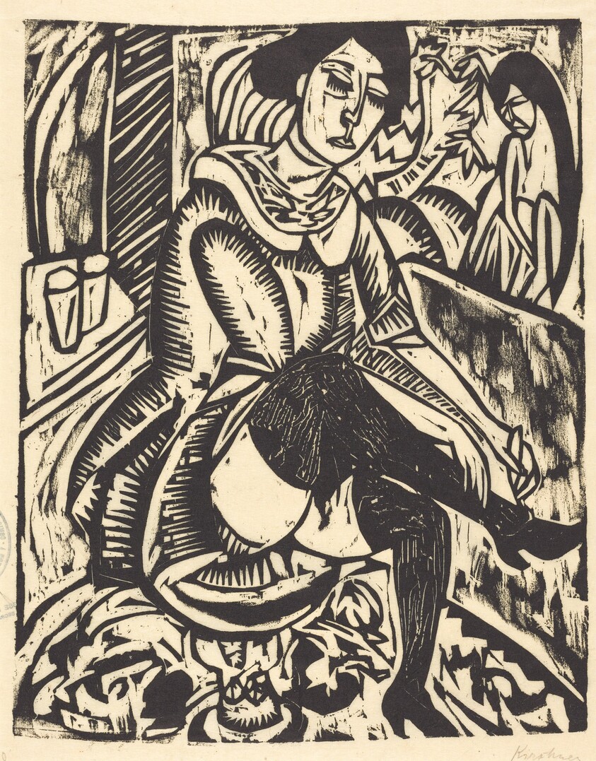 Woman Tying Her Shoe (Frau, Schuh Zuknopfend)