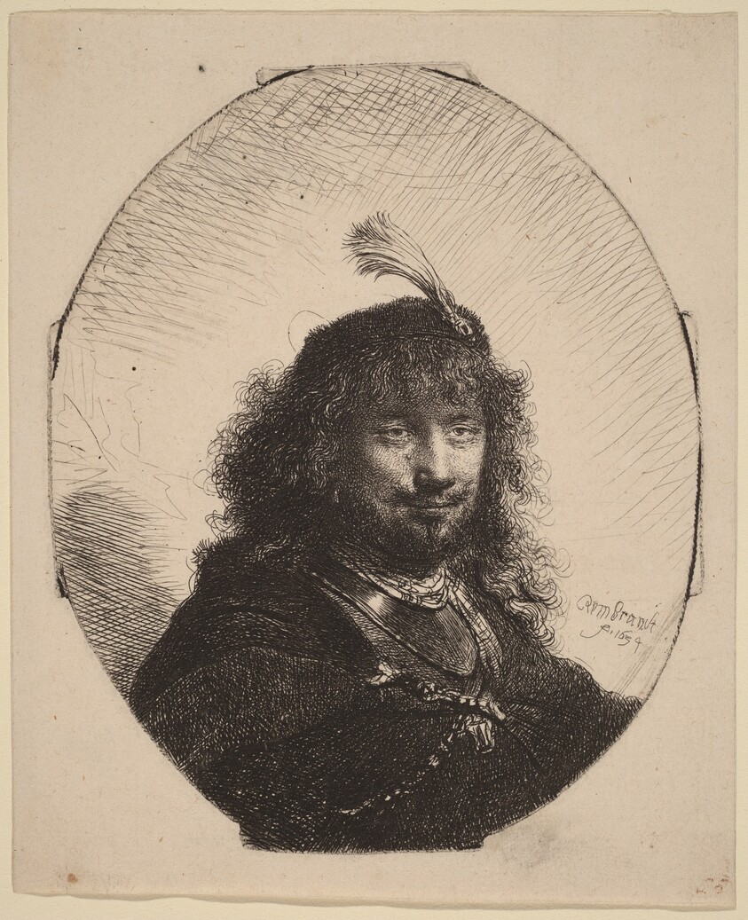 Self-Portrait (?) with Plumed Cap and Lowered Sabre