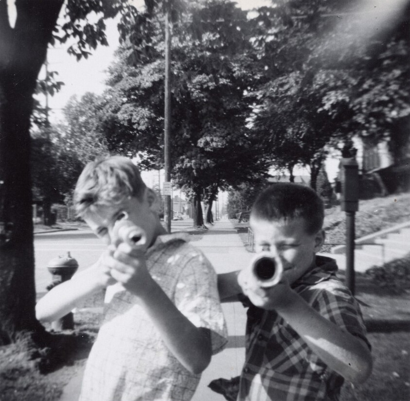 Untitled (Boys pointing guns)