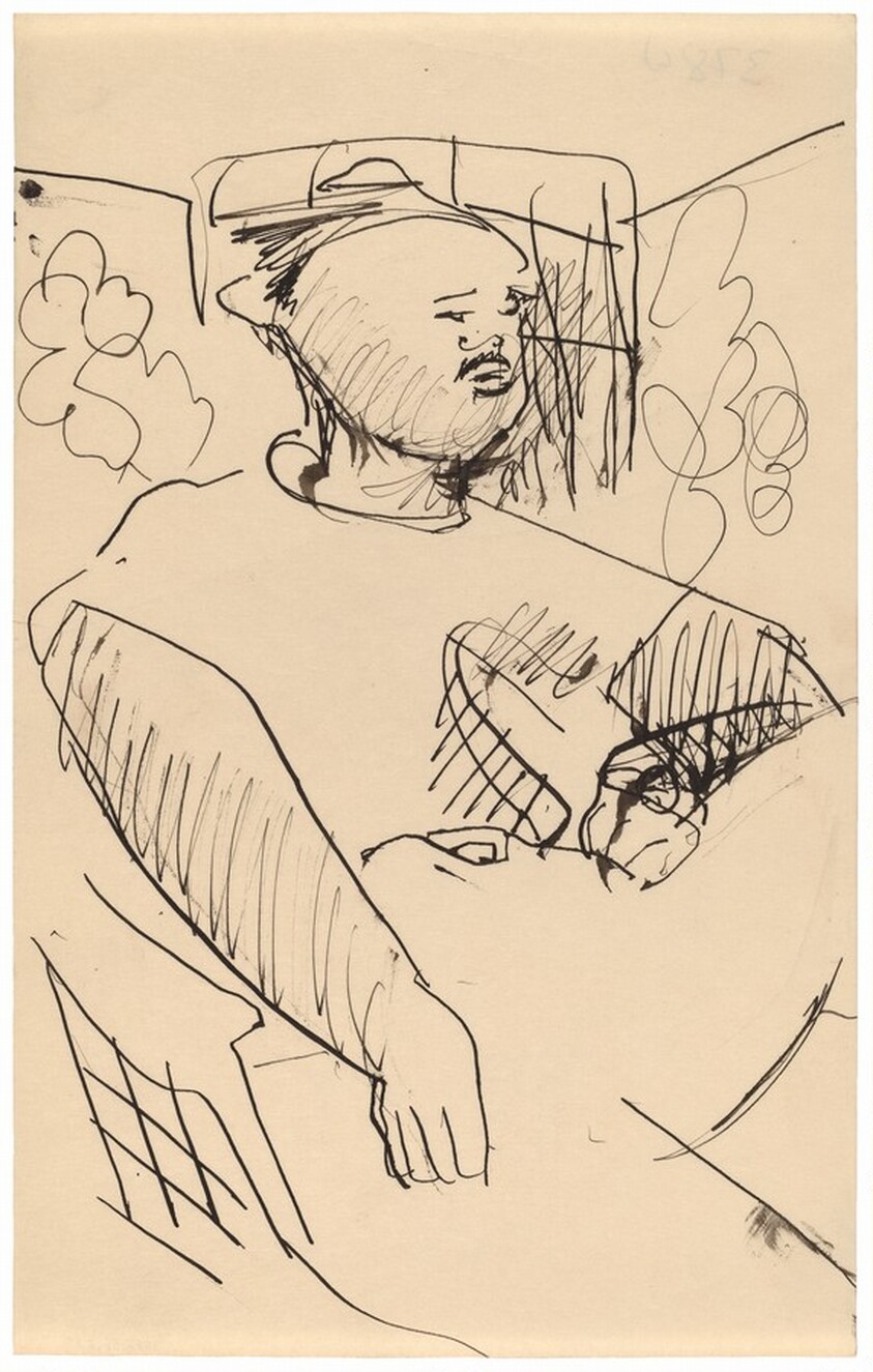 Man with Mustache Seated, Window and Walls Behind