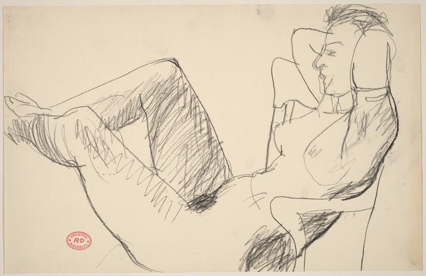 Untitled [nude leaning back in chair with her feet up]