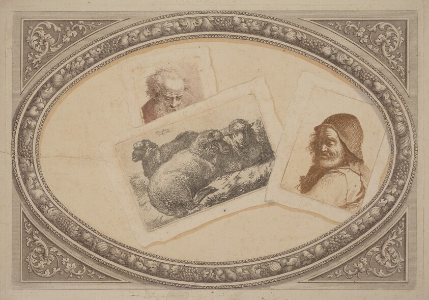 Trompe l'Oeil: Prints with Men and Sheep, Using Original Copperplates