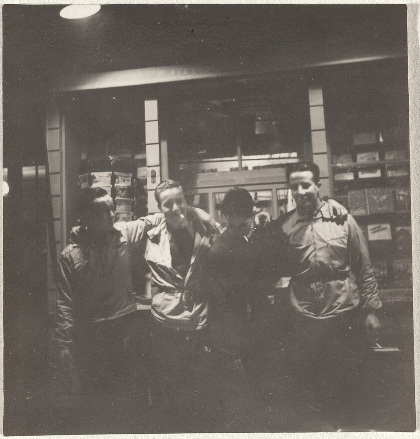 Self-Portrait with framemaker (left) and two unidentified men