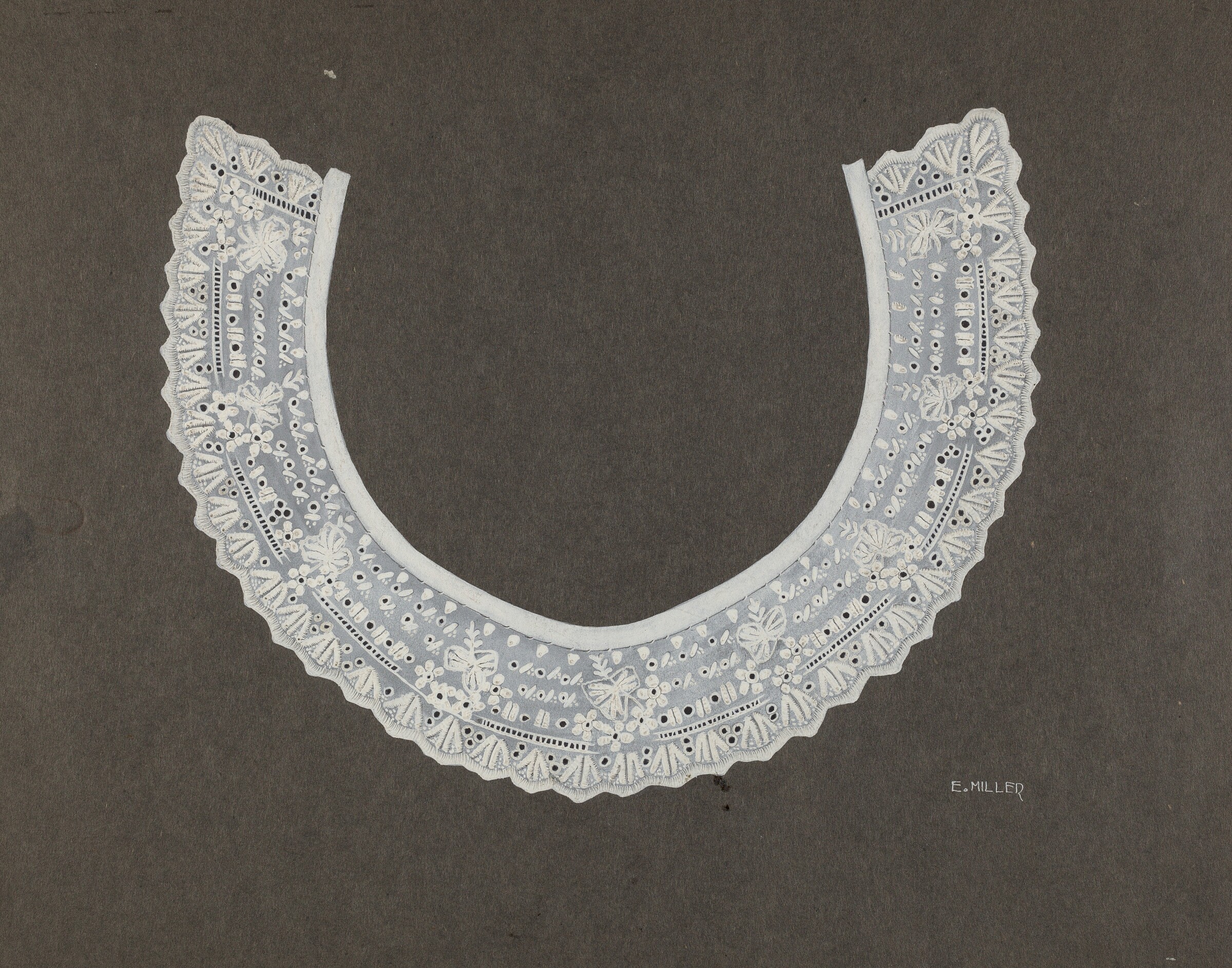Embroidered Linen Collar, Edith Miller, c. 1937