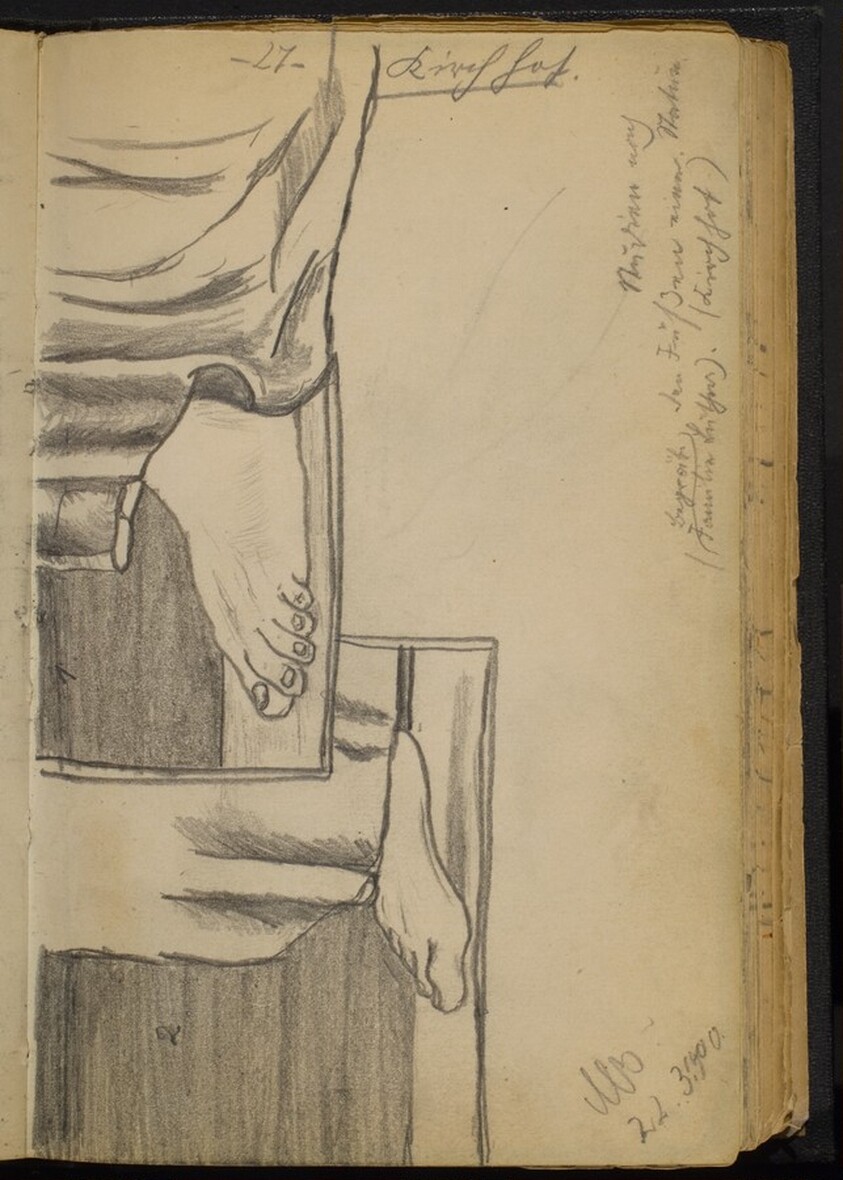 Two Studies of Feet with Drapery