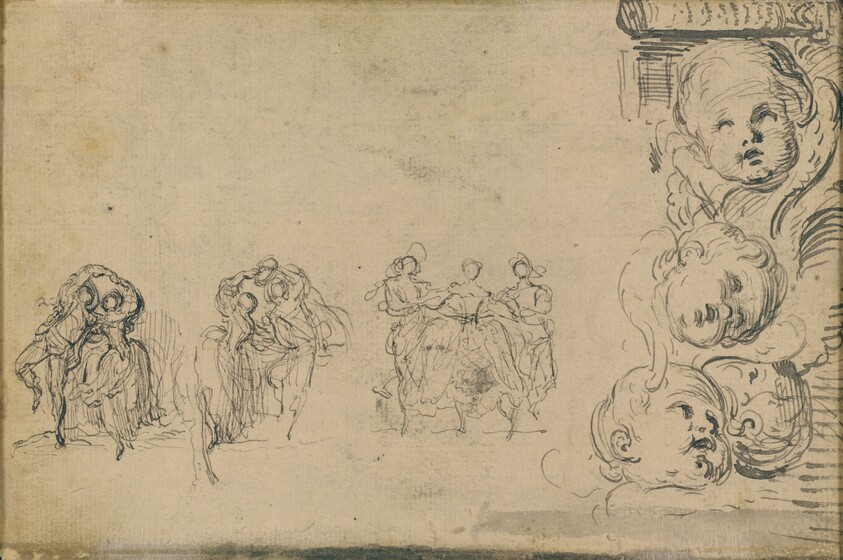 Sketches of Dancers and Heads of Putti
