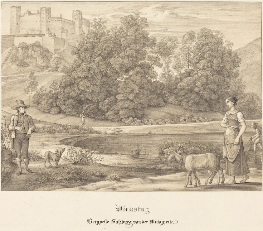 Dienstag - Bergveste Salzburg vor der Mittagseit (Tuesday - The Castle of Salzburg from the Noontime Side)