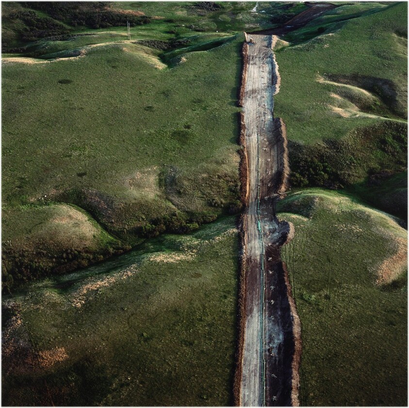 Oil pipeline right of way, Mountrail County, North Dakota, June 6