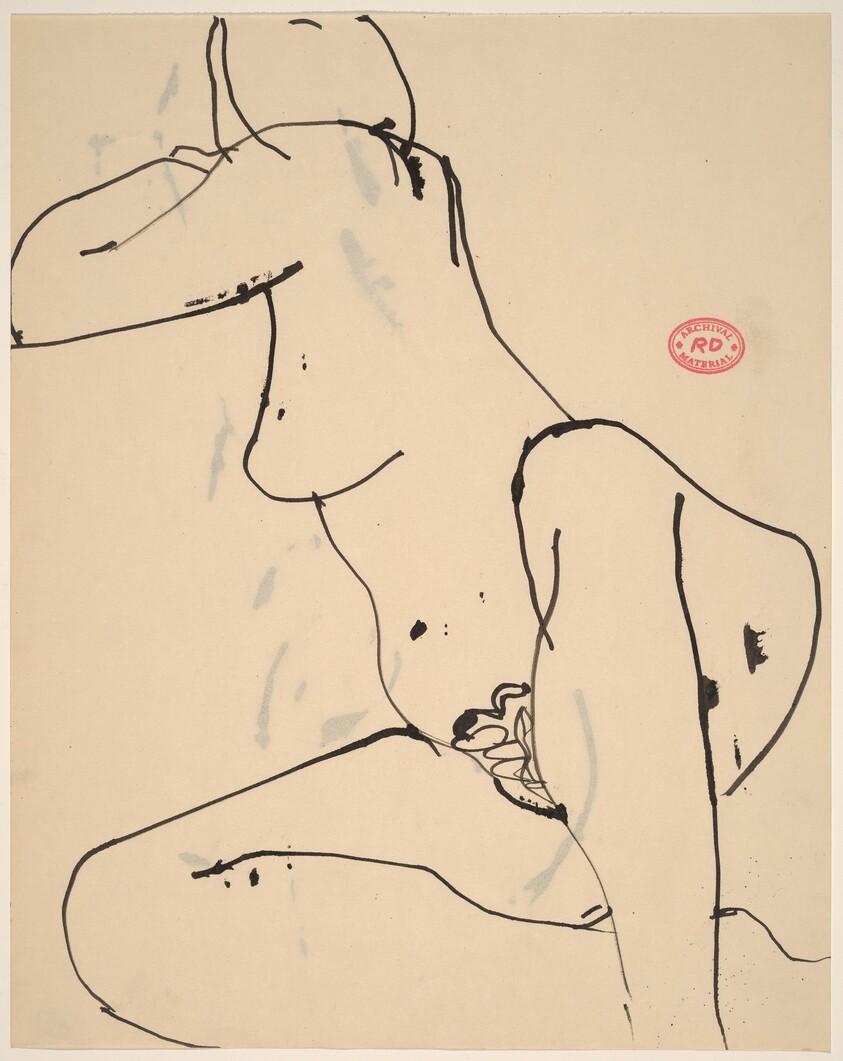 Untitled [seated female nude turning away]