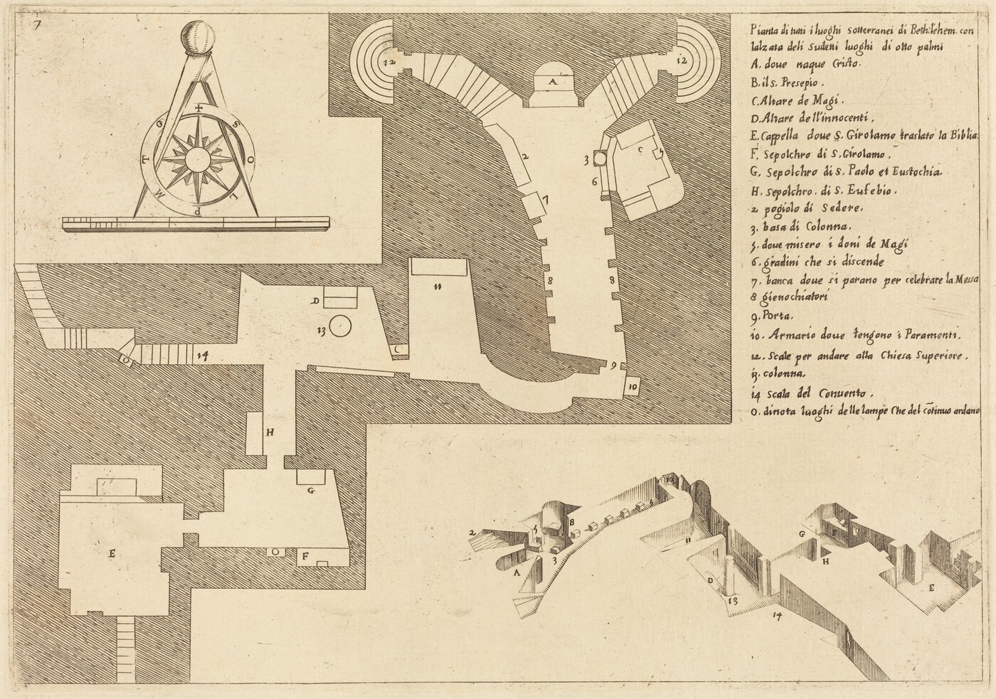 Plan of All the Important Places in Bethlehem by Jacques Callot