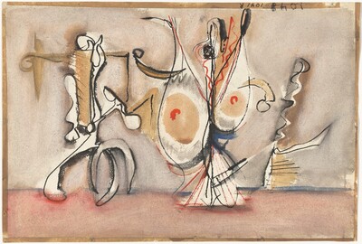 Abstract Composition in Black, Gray, Pink, Orange, Blue, and Tan [recto], Mark Rothko, c. 1944