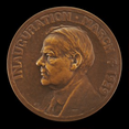 The sculpture is a bronze medallion with a profile relief of a man's head and shoulders facing left. The man has short, neatly combed hair, a prominent nose, and a thoughtful expression. The medallion is circular with a detailed texture, enhancing its three-dimensional depth. It features the inscription "INAUGURATION - MARCH 4, 1929." The bronze color catches light, highlighting the embossed figure's contours. The medallion appears to be handheld or displayed as a collectible item.