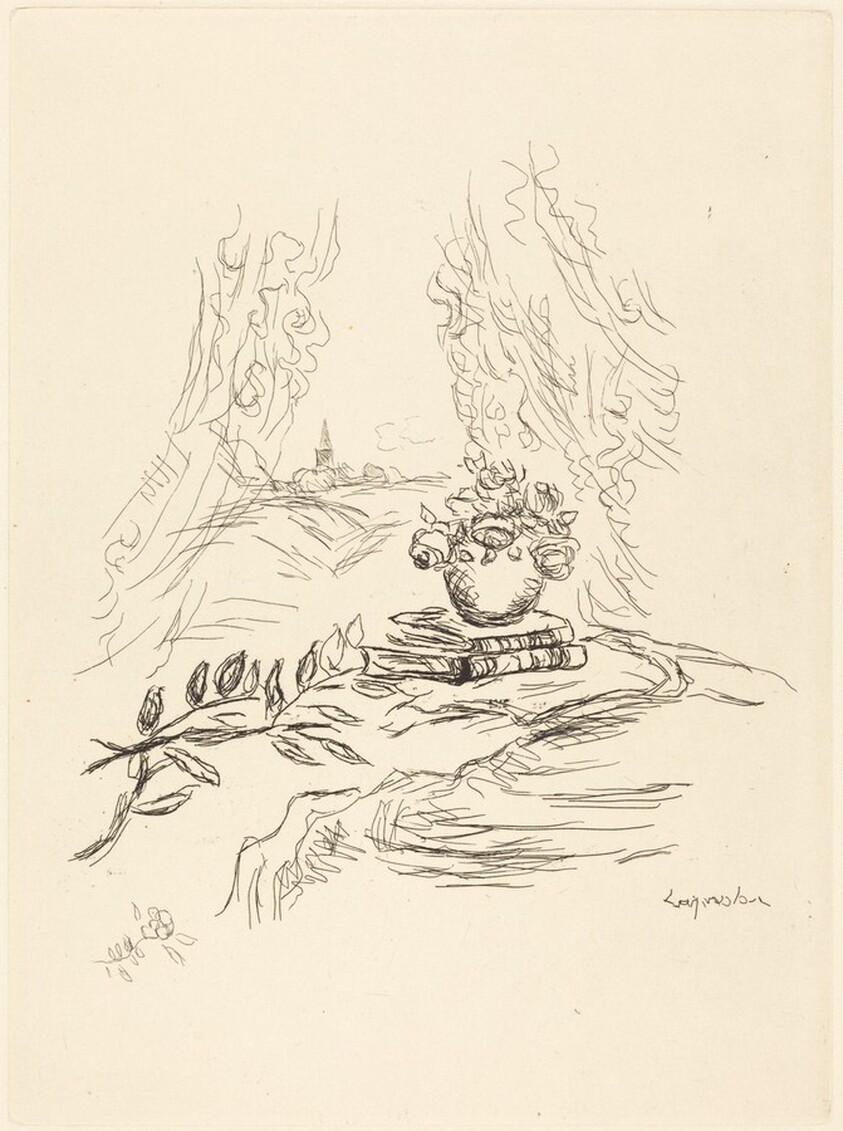 Vase of Flowers on Two Books