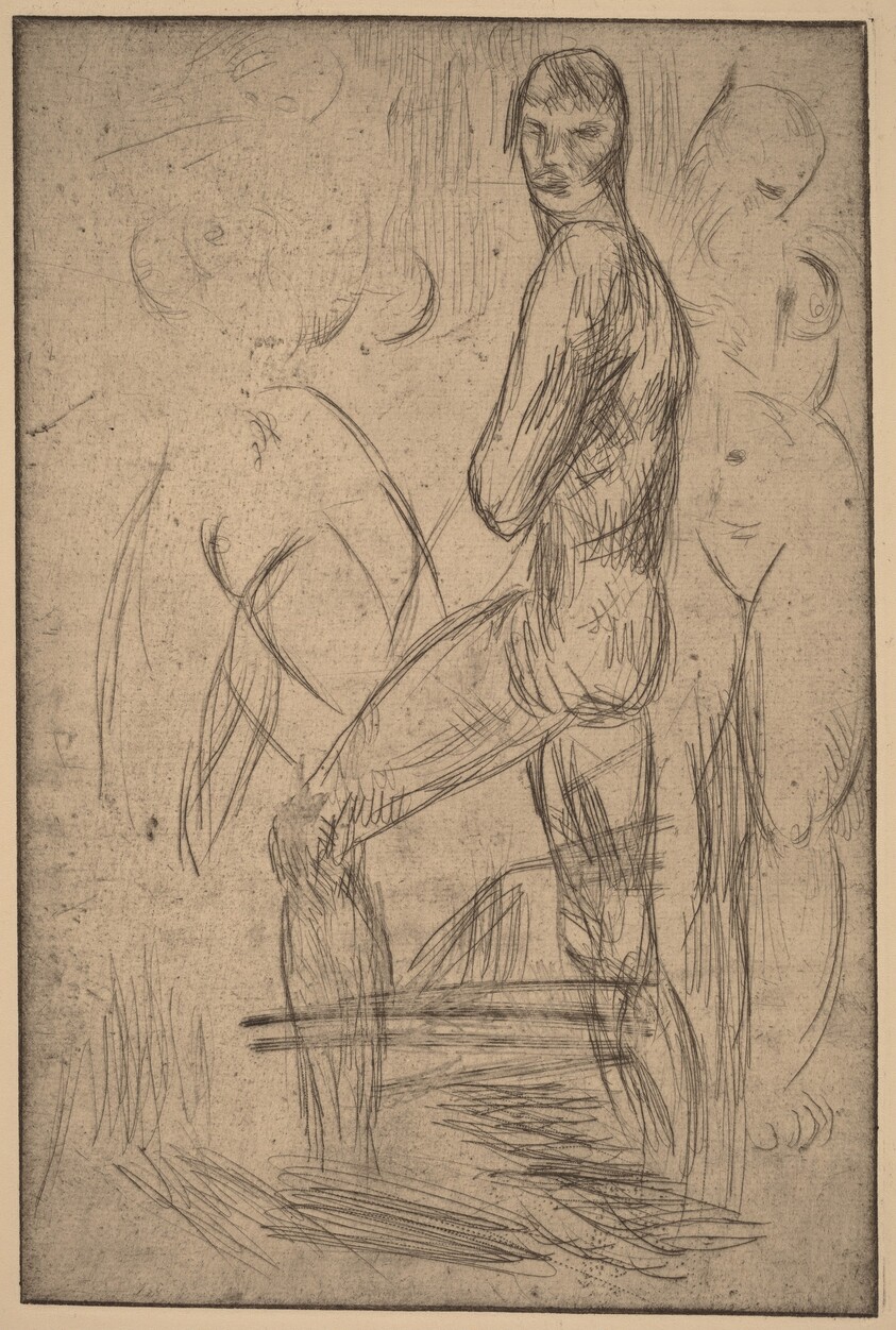 Standing Male Nude and Two Female Nudes