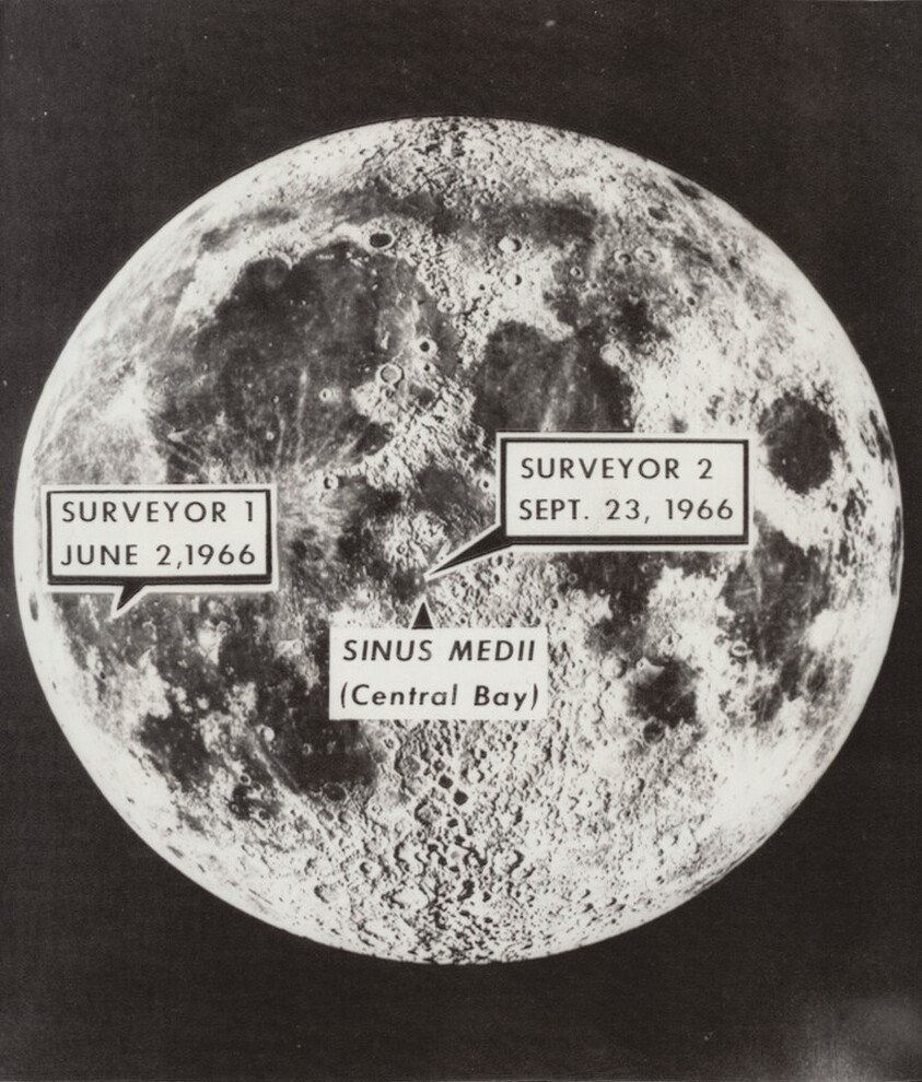 Title from caption on object: "‘Man in Moon’ Target for Surveyor 2