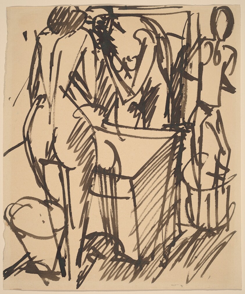 Nude with a Mirror, Standing Before a Washstand