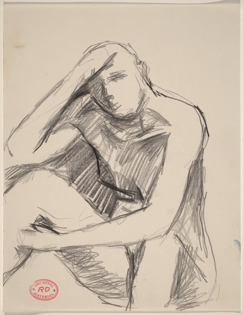 Untitled [seated nude with her hand on her forehead]