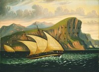 Felucca off Gibraltar, Thomas Chambers, mid 19th century