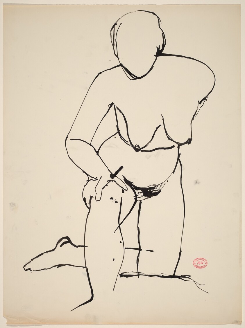 Untitled [nude resting on her knee and leaning forward]