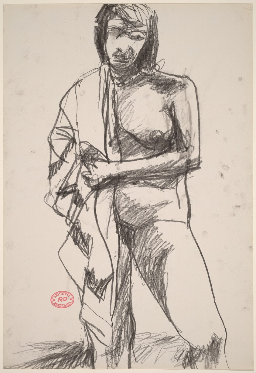 Untitled [standing female nude with drapery over right shoulder]