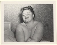Untitled (Nude woman seated on bed with eyes closed), American 20th Century, 1940s