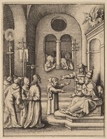 Jesus again before Caiaphas, Wenceslaus Hollar, after a follower of Hans Holbein the Younger