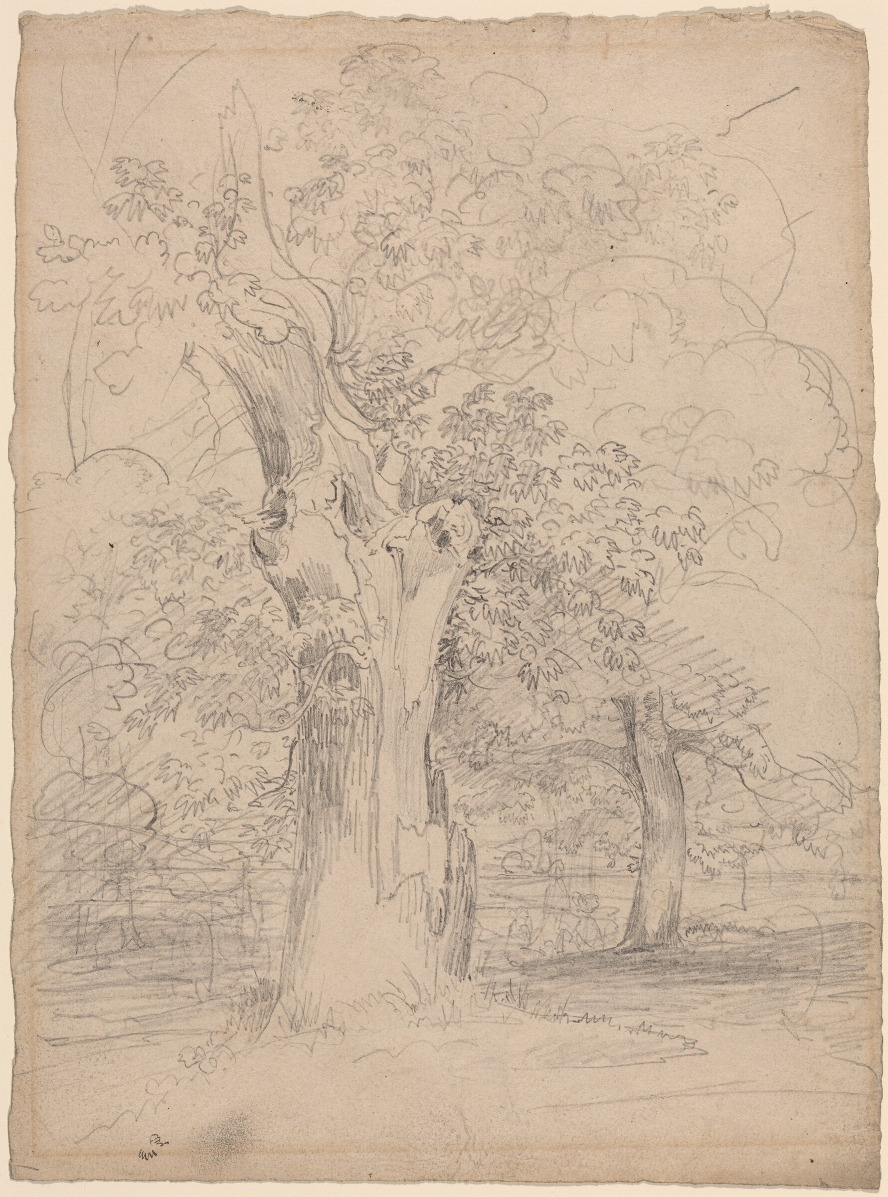 An Ancient Tree with Figures in a Landscape, Friedrich Salathé, c. 1835