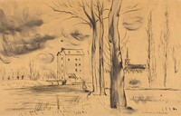 A Mill and a Chapel, André Dunoyer de Segonzac, 1923