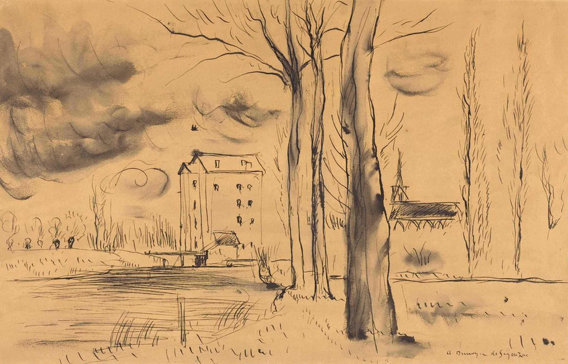 A Mill and a Chapel, André Dunoyer de Segonzac, 1923