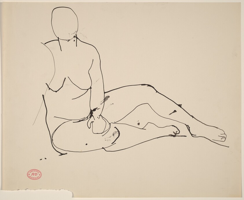 Untitled [seated female nude with hand on knee]