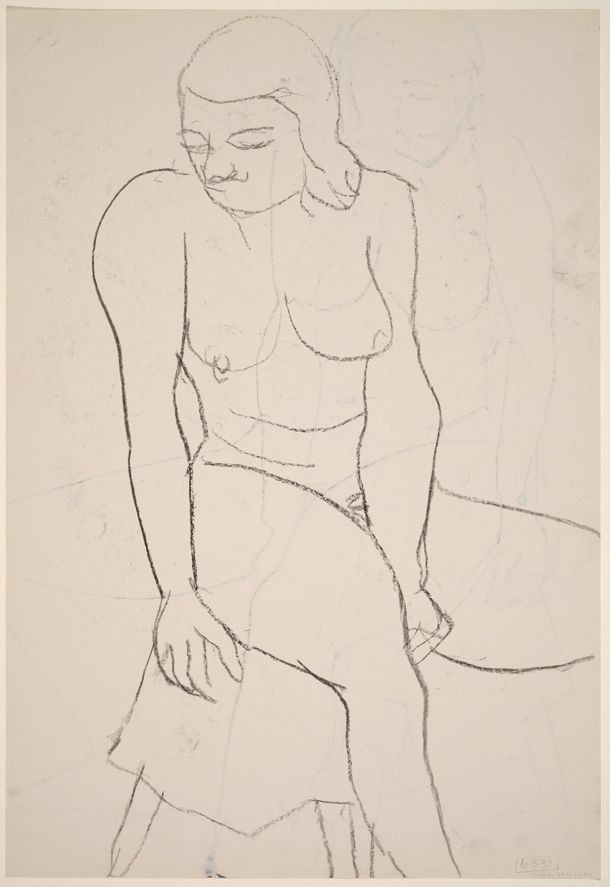 Untitled [seated female nude looking left] [verso]