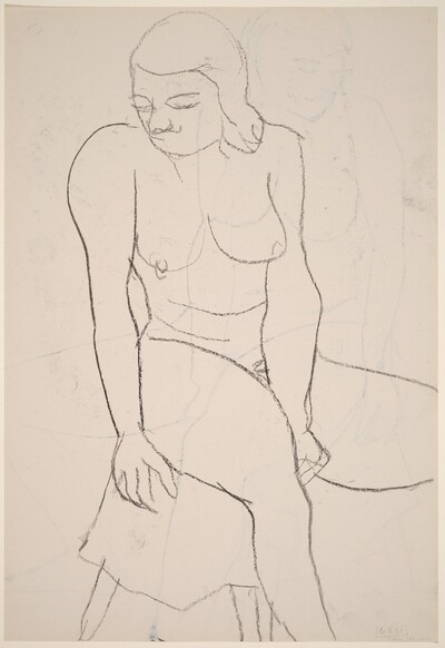 Untitled [seated female nude looking left] [verso]