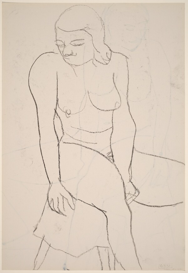 Untitled [seated female nude looking left] [verso]