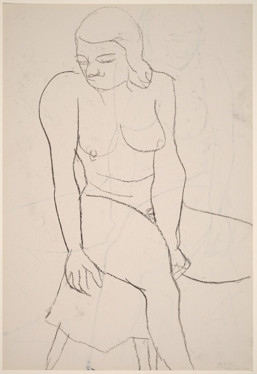 Untitled [seated female nude looking left] [verso]