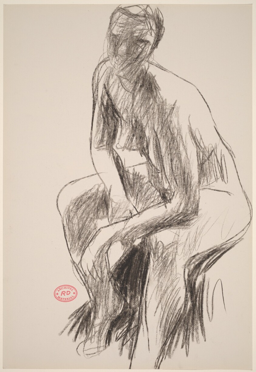 Untitled [seated female nude leaning forward]