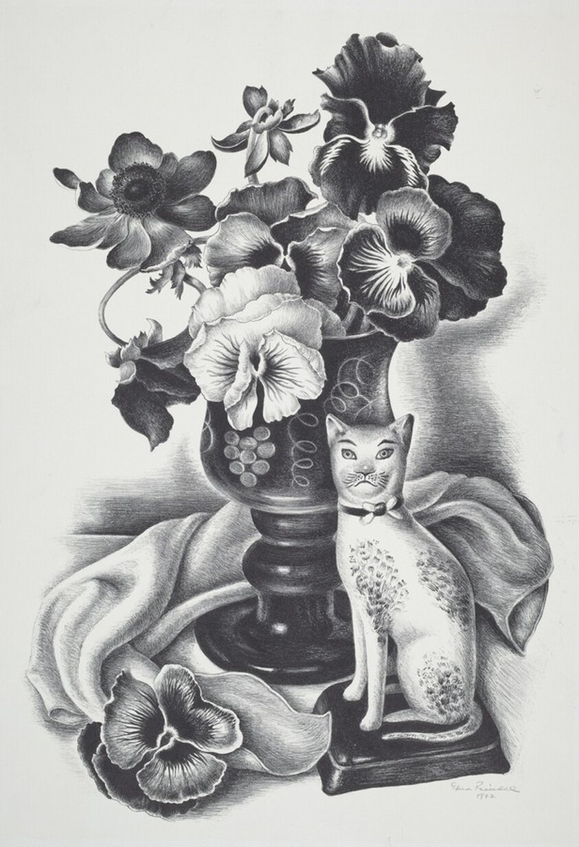 Untitled (Still Life with Flowers and China Cat)