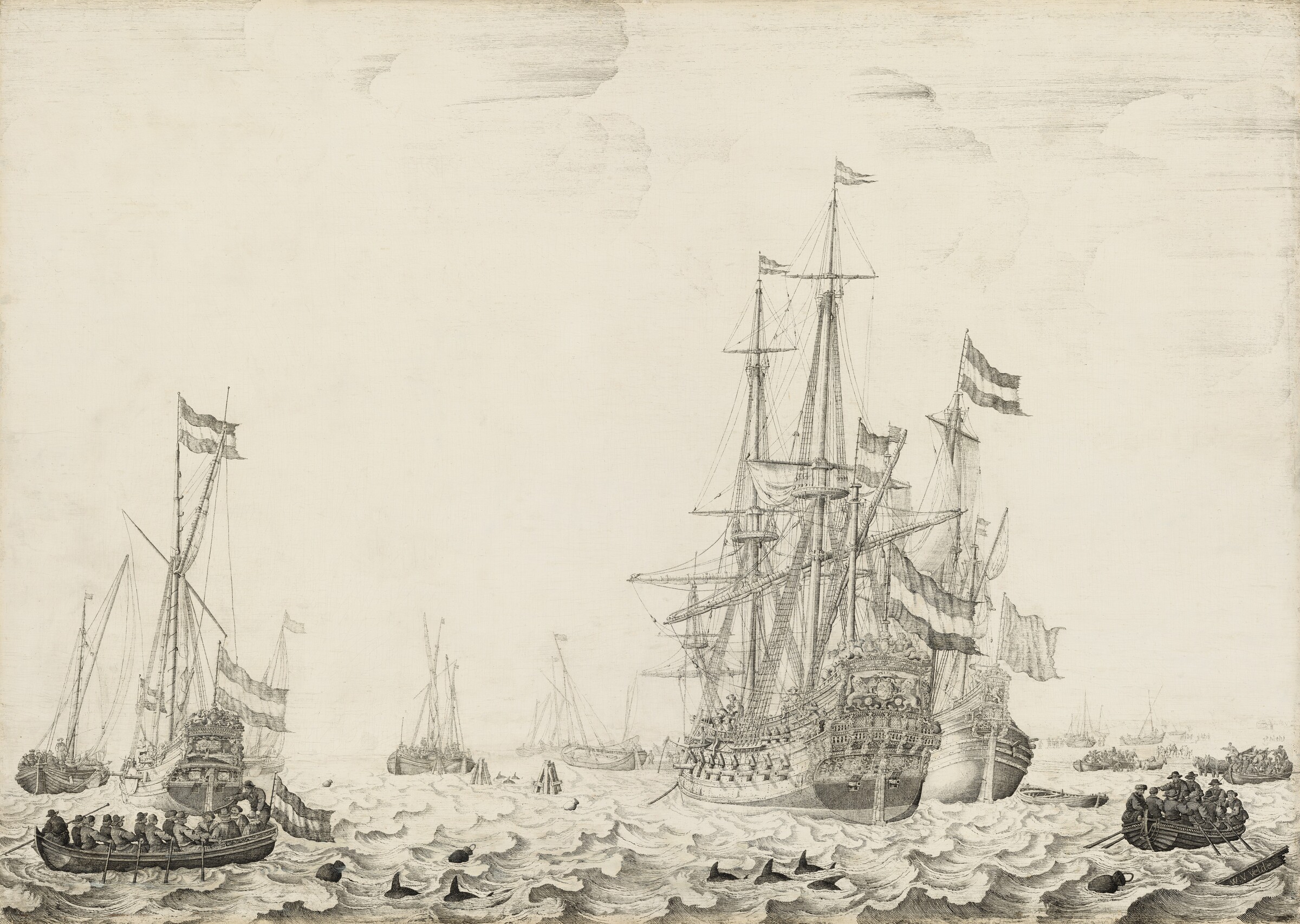 Dutch Ships near the Coast, Willem van de Velde the Elder, early 1650s