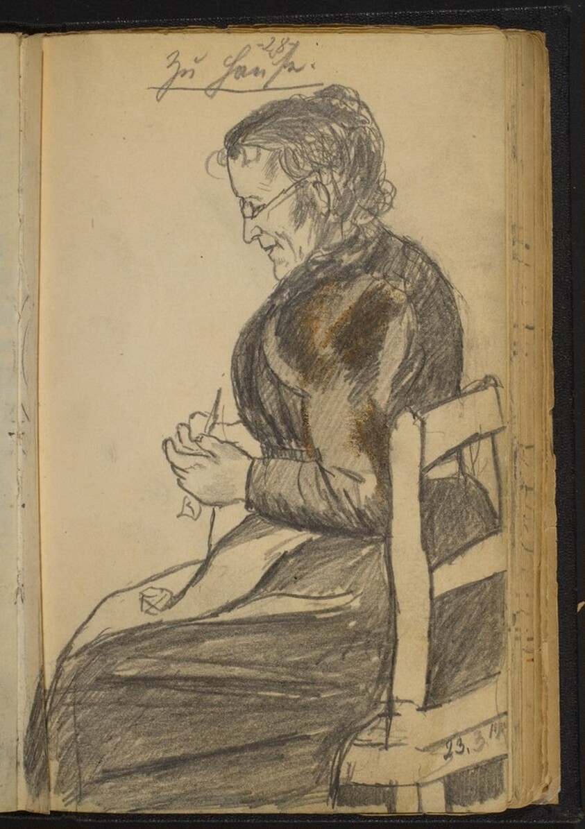 Old Woman Crocheting