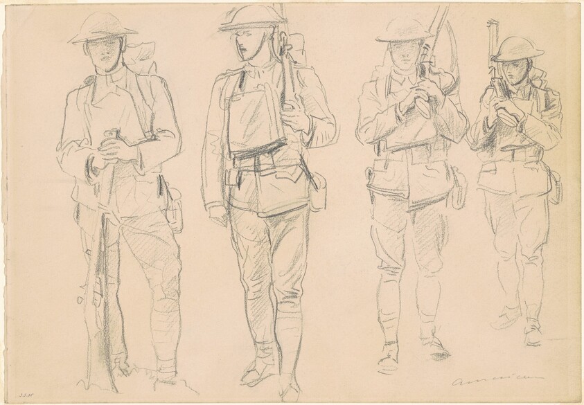 Studies for "Entering the War" [recto]