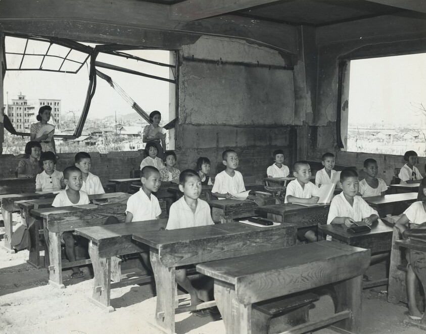 Title from caption on object: “Where A-Bomb Shook World a Year Ago”