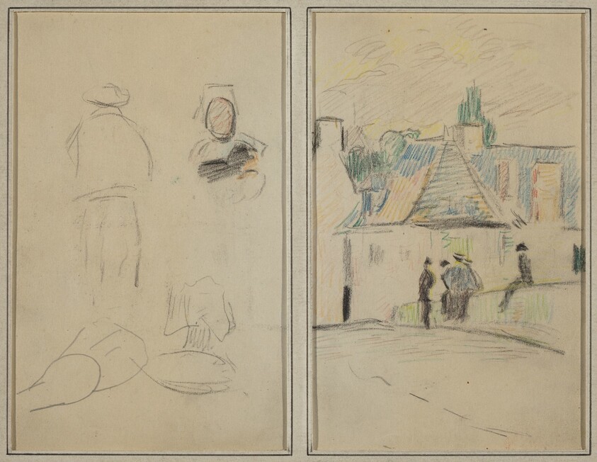 Two Breton Figures; Bridge at Pont-Aven [recto]