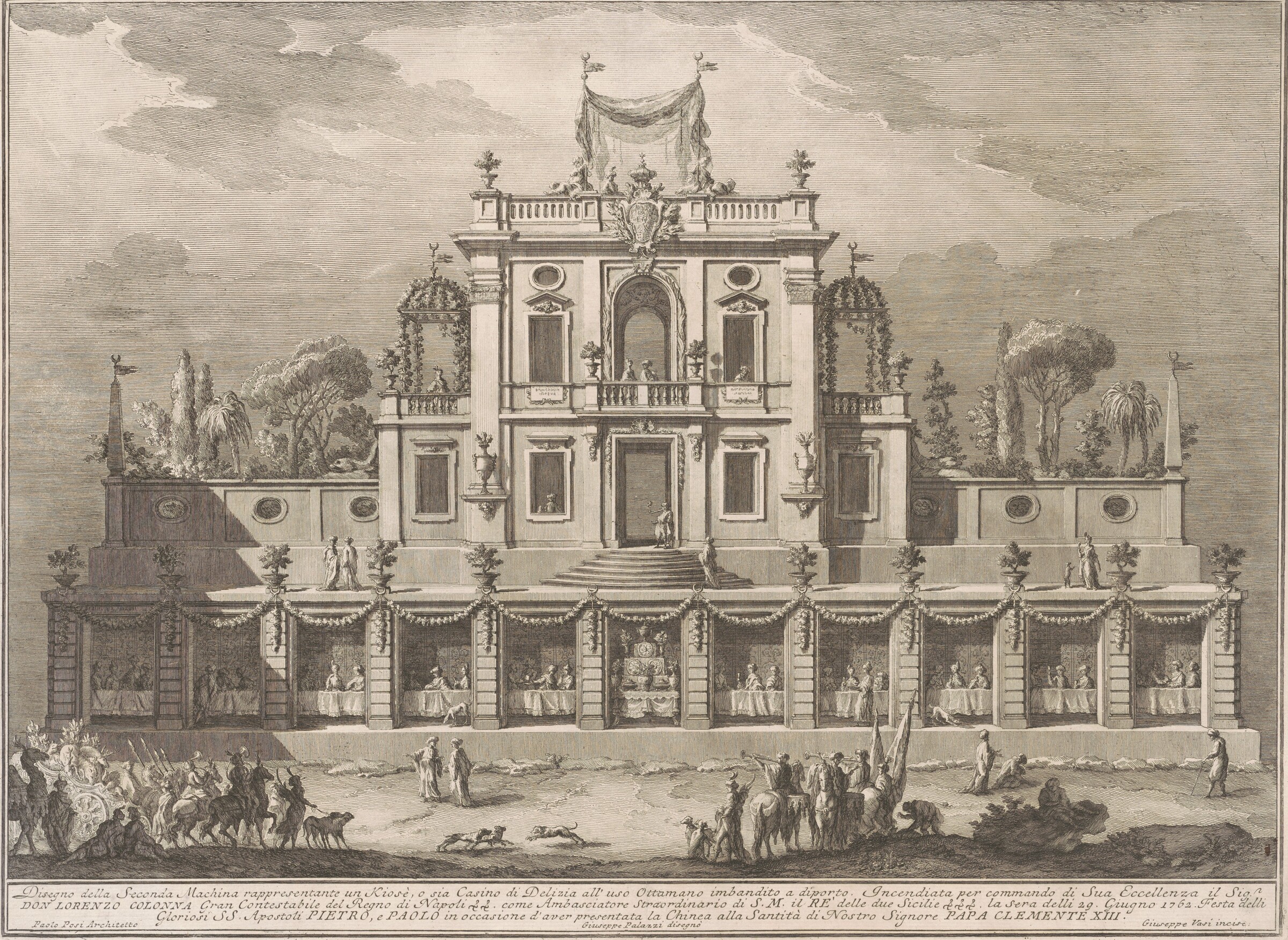 The Seconda Macchina for the Chinea of 1762: A Kiosk, or Pleasure-House in Ottoman Style, Giuseppe Vasi, after Giuseppe Palazzi, after Paolo Posi, 1762