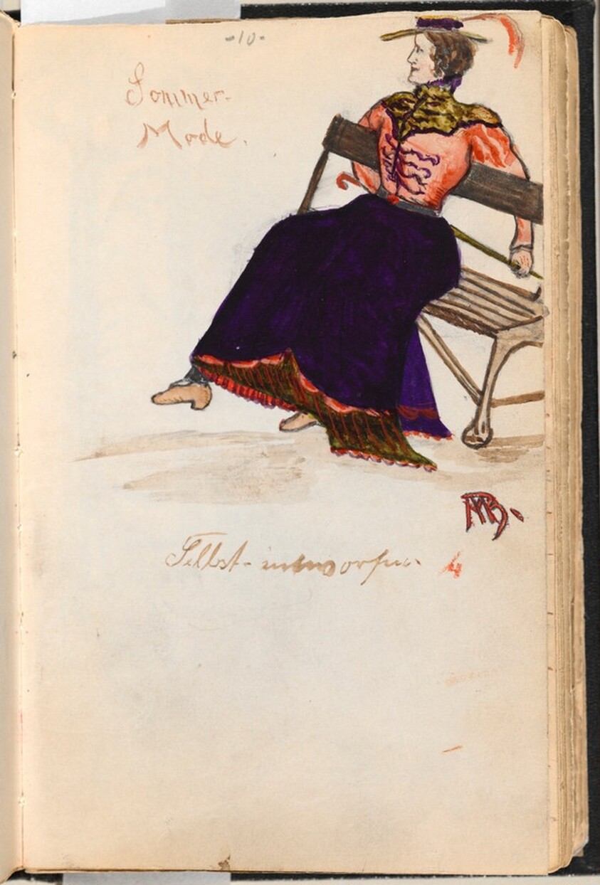 Elegantly Dressed Woman on a Bench