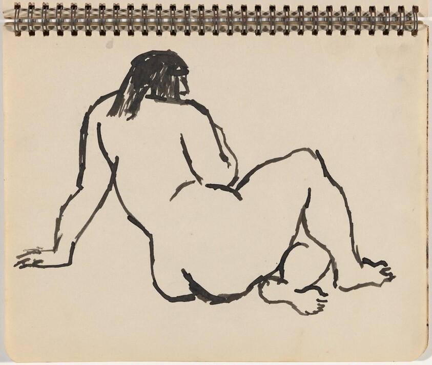 Seated Female Nude Seen from the Back, Looking Right
