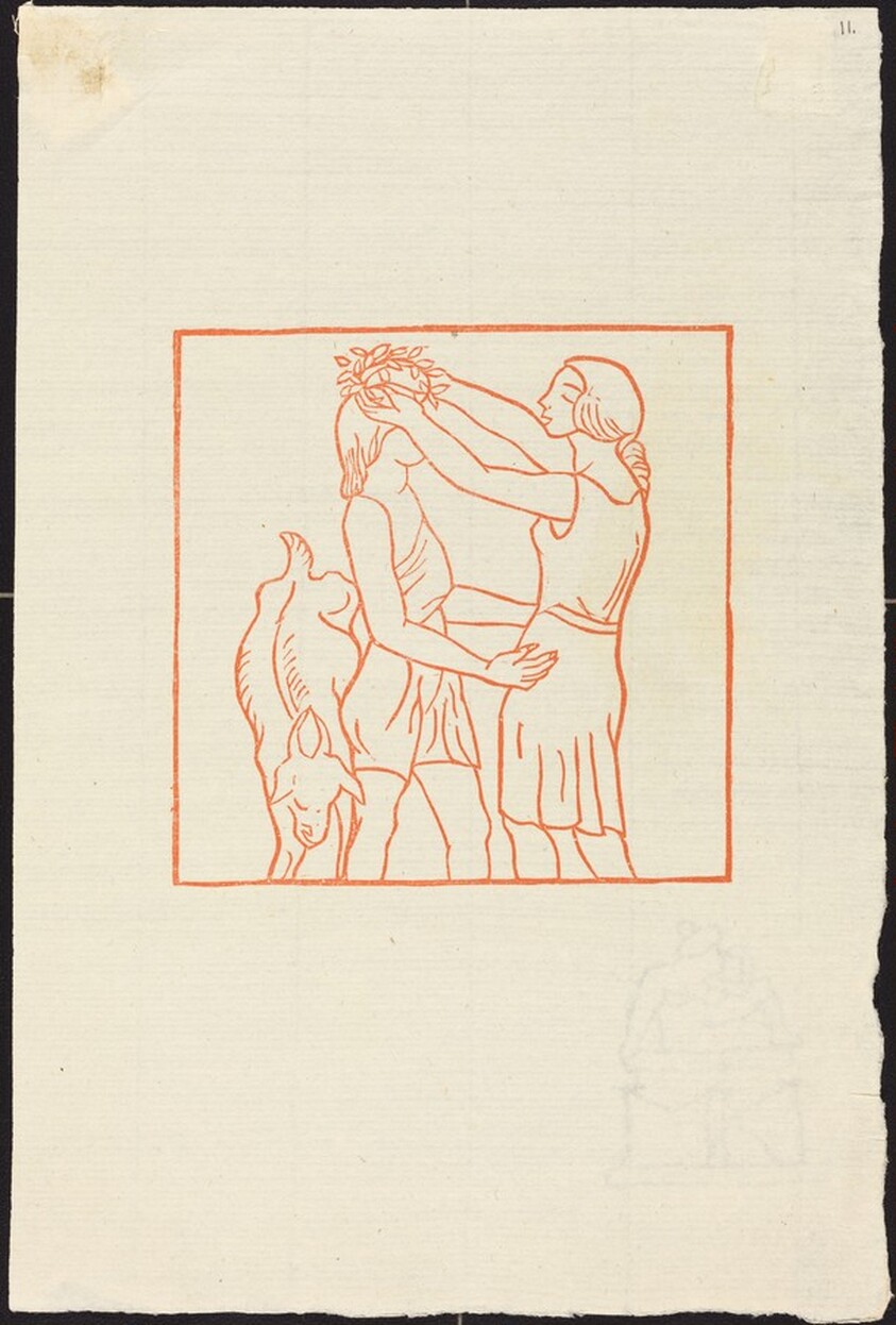 First Book: Chloe Puts a Chaplet Upon Daphnis' Head (Chloe met une couronne sur le tete de Daphnis)