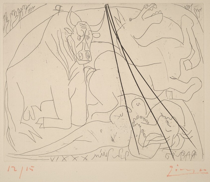 Bull, Horse, and Reclining Woman III (Femme torero III)