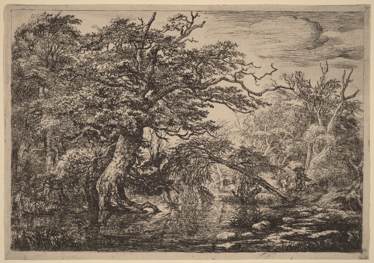 A Forest Marsh with Travelers on a Bank (The Travelers)