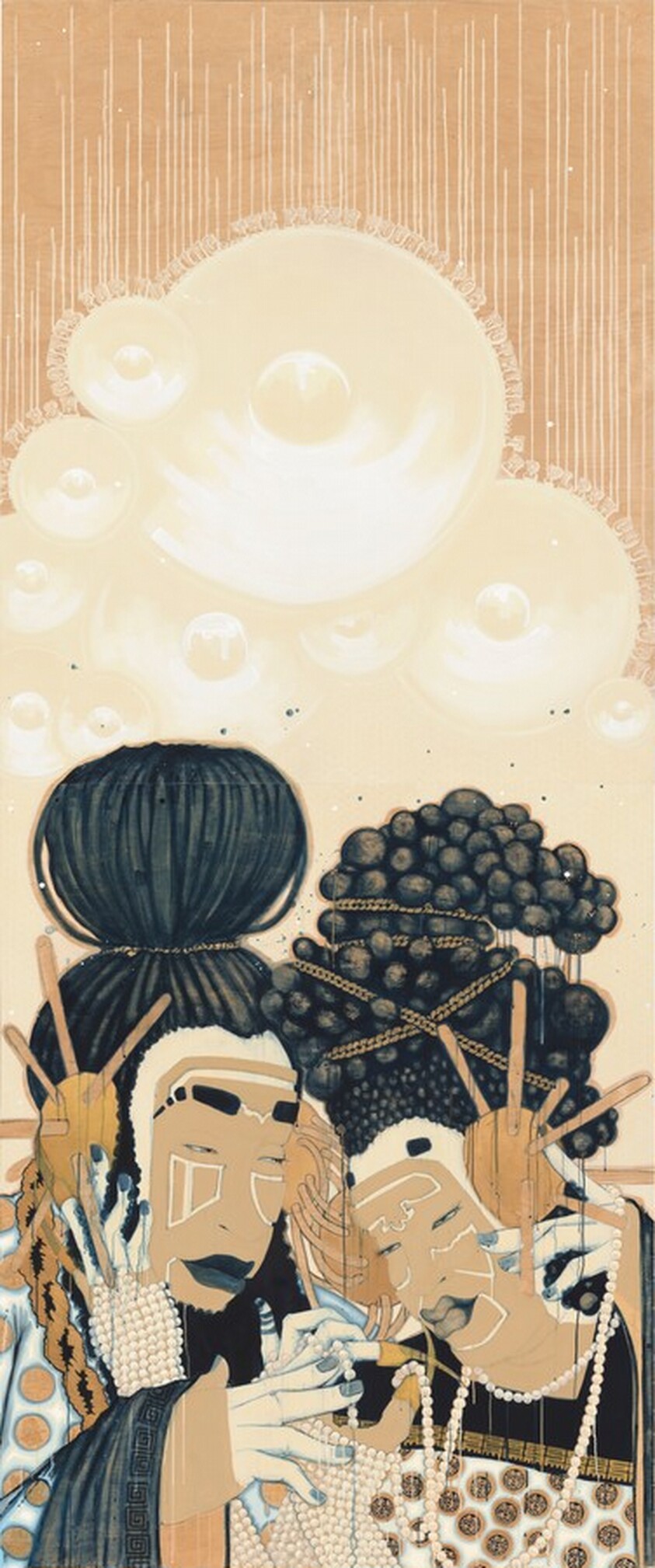 SONG OF SOLOMON 5:16 – BE BEEWORLD: BE B BOY B GIRL (after “Emperor Xuanzong and Yang Gueifei playing the same flute,” by Kitagawa Utamaro)