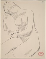 Untitled [nude seated resting her head and arm on chair back], Richard Diebenkorn, 1955-1967